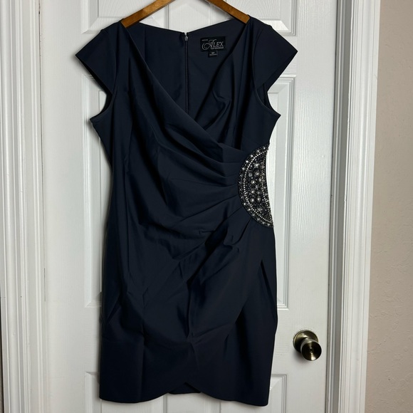 Alex Evenings Petite Beaded Ruched Sheath Dress - Picture 3 of 9